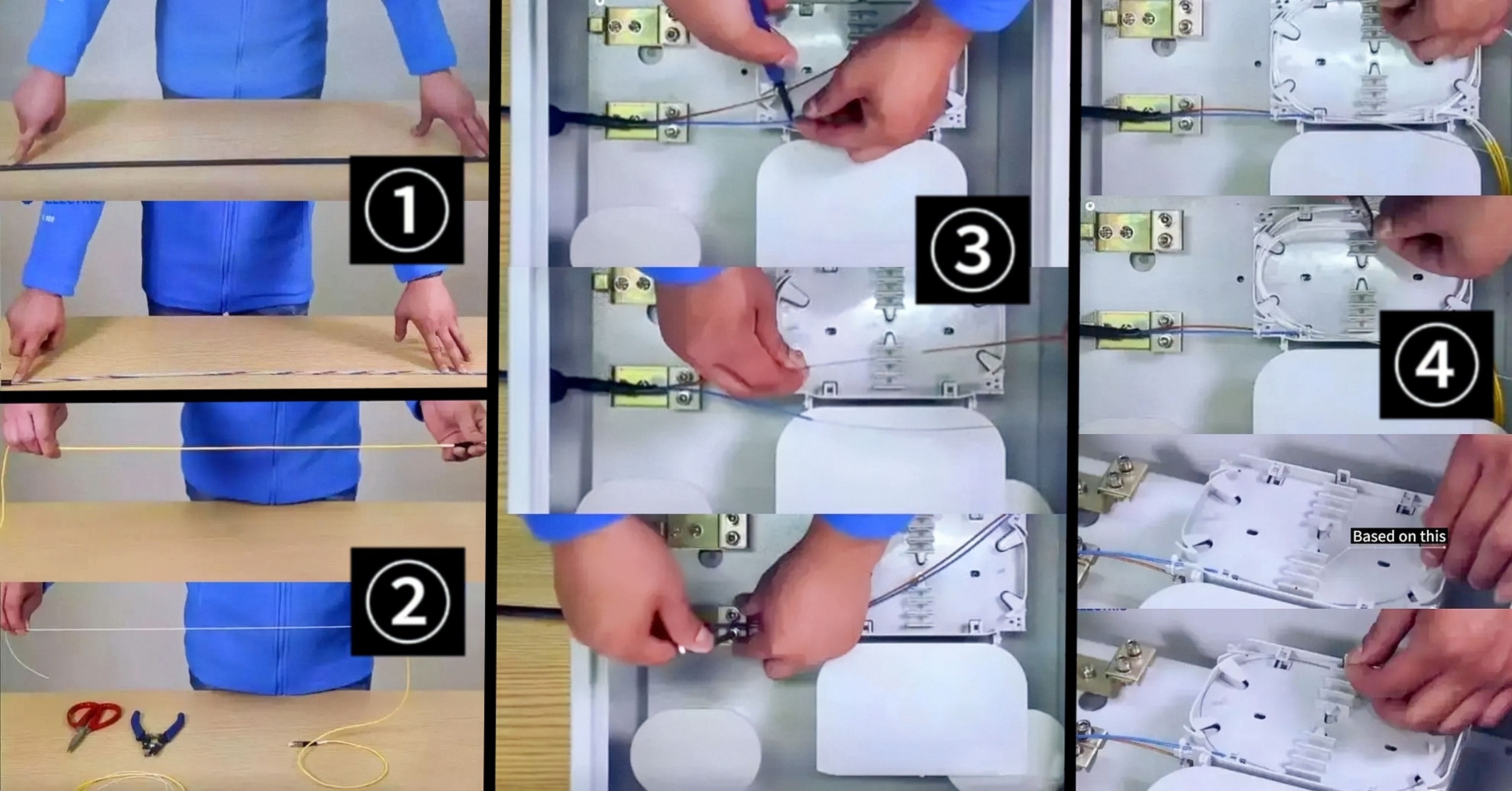 alt Standardized optical fiber coiling step chart alt Diagramme normalisé des étapes d'enroulement des fibres optiques