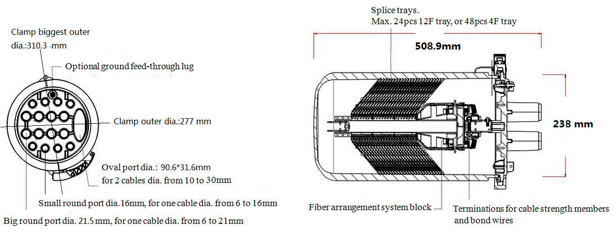 FCST012216 Fiber Optic Splice Closure-Dome Type FCST012216 Type de fermeture-dôme d'épissure de fibre optique