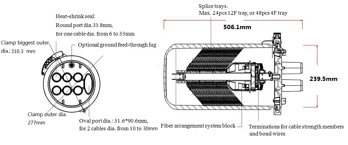 FCST012242 Fiber Optic Splice Closure-Dome Type FCST012242 Type de fermeture de fermeture d'épissure en fibre optique