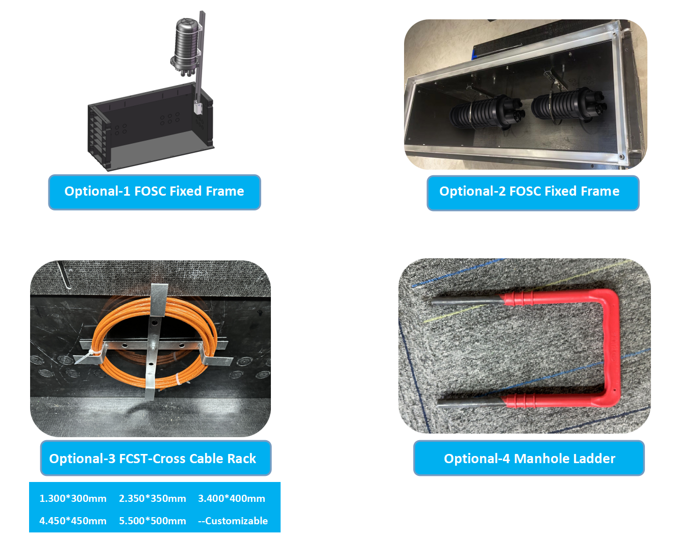 alt FCST SMC02 manhole chamber FOSC Fixed Frame Optional Alt FCST SMC02 Chambre de trou d'homme FOSC Cadre fixe facultatif