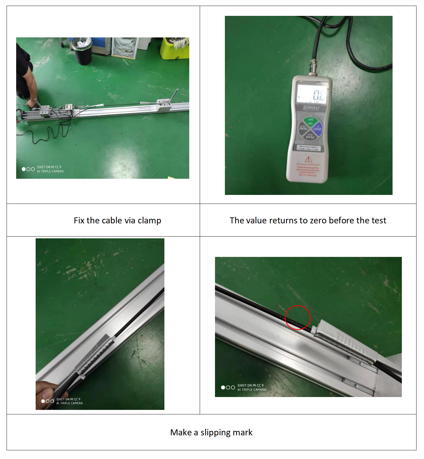 Before test Avant l'essai