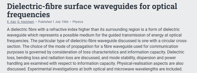 Qui a fabriqu&eacute; la premi&egrave;re fibre optique au monde（1）