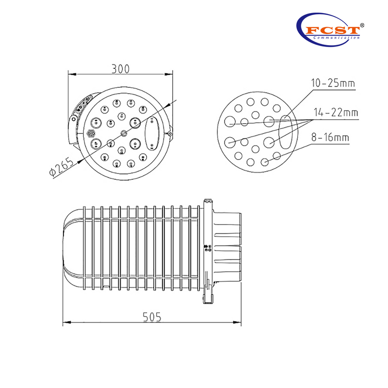 Fermeture d'épissure de fibre optique FCST012236-B