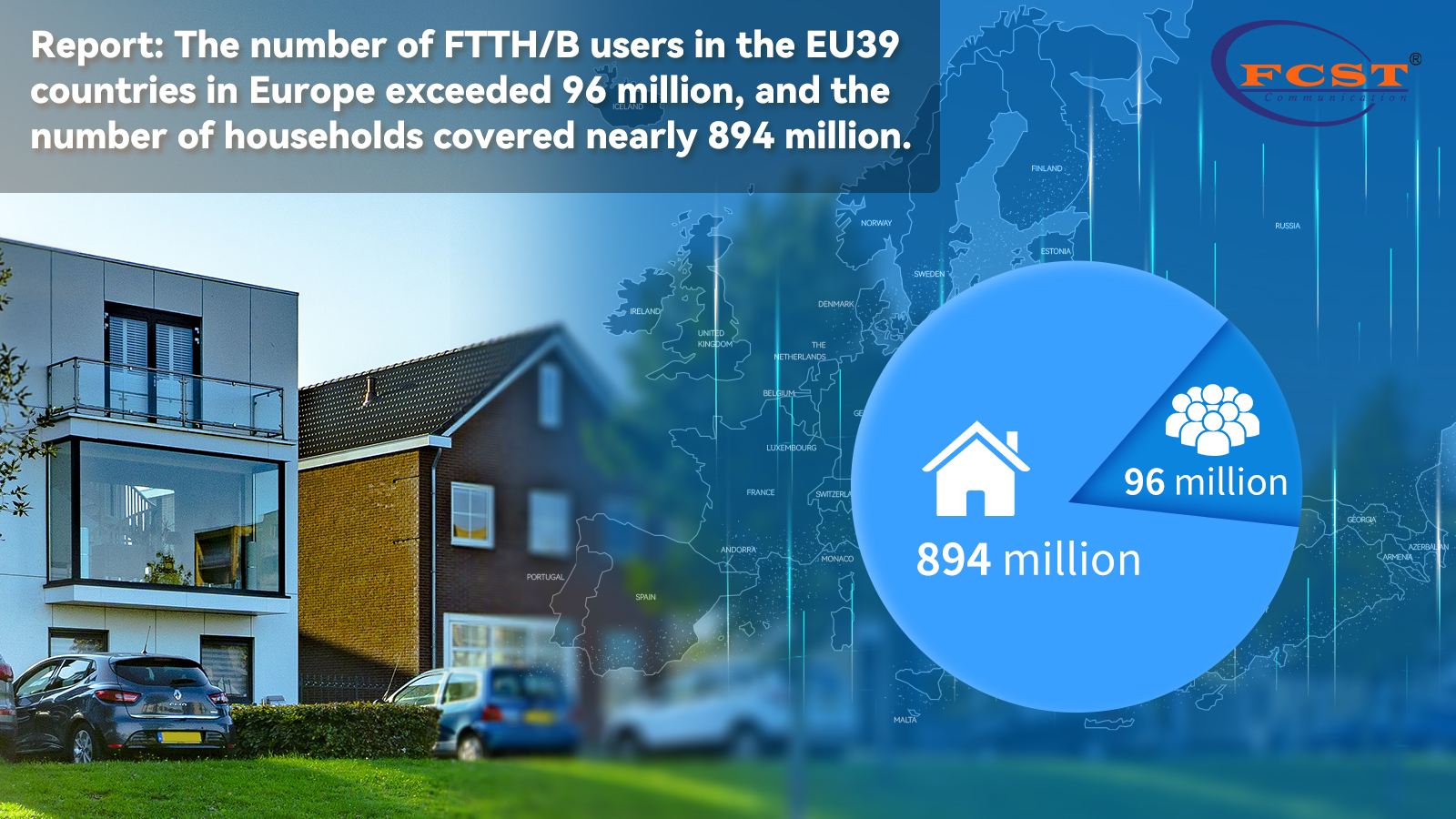Rapport : Le nombre d'utilisateurs FTTH/B dans les pays de l'UE39 a dépassé 96 millions et le nombre de foyers a couvert près de 894 millions.
