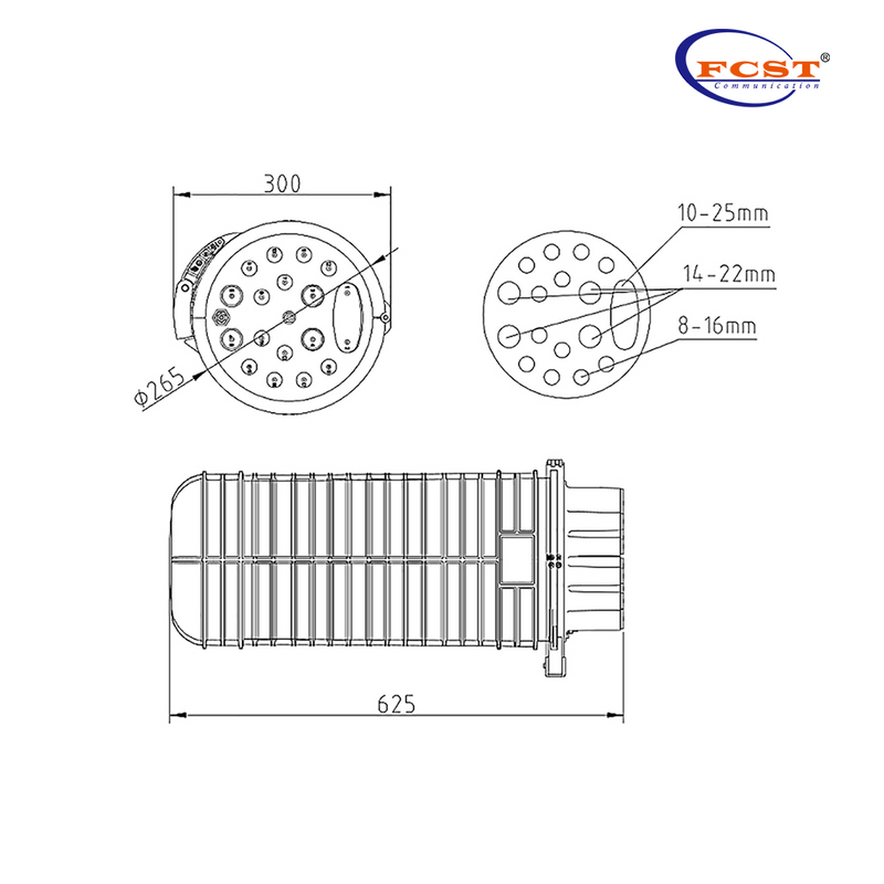 Fermeture d'épissure de fibre optique FCST012236-C